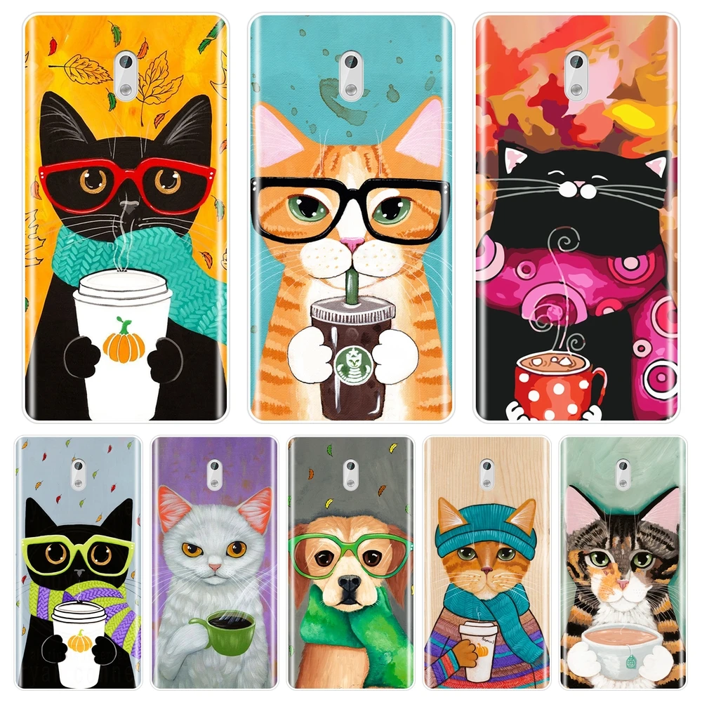 Back Cover For Nokia 8 6 5 3 2 1 Soft Silicone Black Kawaii Cat Cute Dog Japanese Aesthetic Phone Case X6 7 Plus | Мобильные