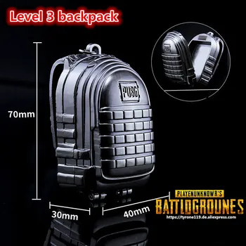 

STG Game Playerunknowns Battlegrounds Level 3 backpack Model zinc alloy Pendant Necklace PUBG Logo Keychain