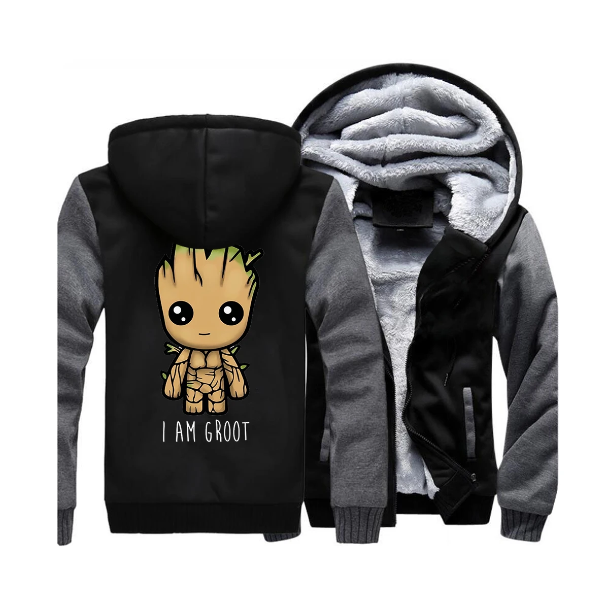 Guardians of the Galaxy Movie Men Hoodies I Am Groot New Winter Fleece Jacket Harajuku Zipper Hot Sale Casual Cotton Sweatshirt