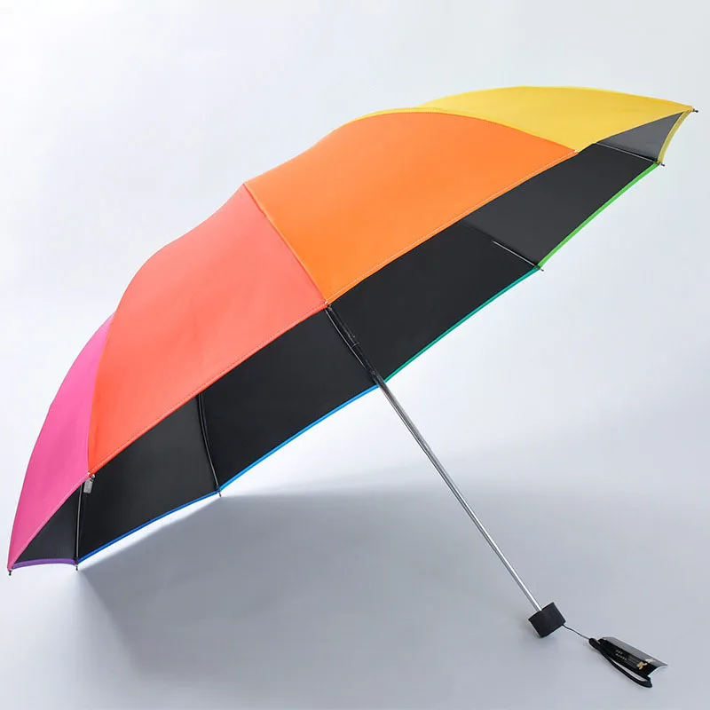 Цветной автоматический складной зонт Rainbow ветрозащитный для мужчин и женщин