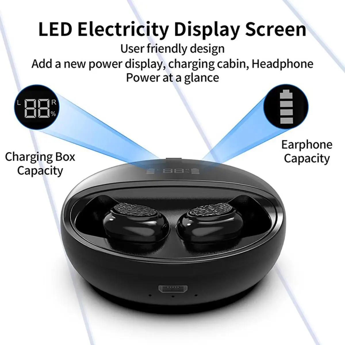 TWS Wireless bluetooth Earphone Waterproof Sport Gaming Headset Noise Earbuds with Mic Charge Box for iPhone Xiaomi