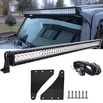 

For Hummer H3 2006-2010 50 Inches 288W Off-Road Straight LED Light Bar with Upper Roof Lighting Mounting Brackets and Wiring Kit