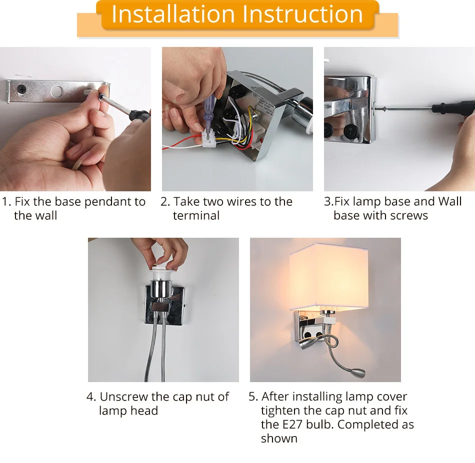 Wall Lamp Sconce Switch Stairs Light Luminaires Fixture E27 Bulb Bedroom Decor Bathroom Modern Bedside Lighting Wall Mounted (20)