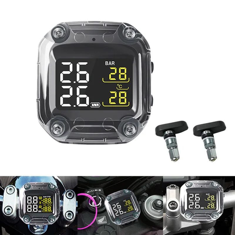 

M3 Waterproof Motorcycle Real Time Tire Pressure Monitoring Tpms Wireless Lcd Display Internal Built-In Sensor