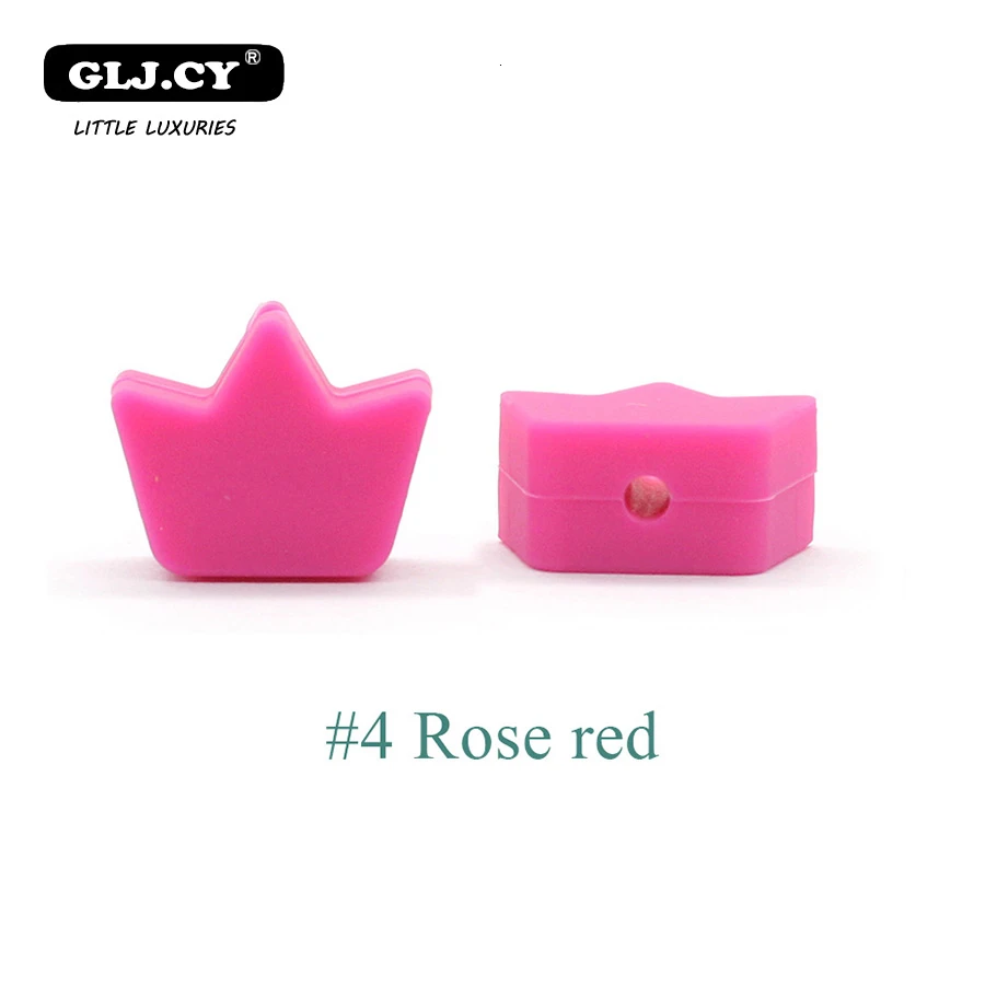 Rose red 40pc Силиконовые бусы для прорезывания зубов Прорезыватель для зубов аксессуары Еда Класс жемчуг силиконовые an Crown Детское Зубное кольцо для соски делая Прорезыватель для зубов 40 шт - Цвет: Rose red 40pc