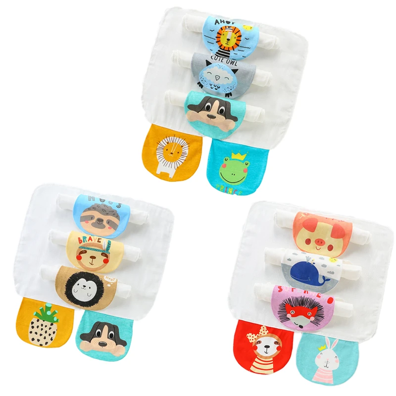 

BOBDOG Baby Bibs Cotton Newborn Saliva Towel Infant Sweat Pad Baby Handkerchief High-quality Soft 5 Pcs / set