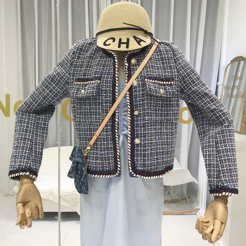 

Amolapha Women Single Button Fake Pocket Woolen Jackets Coats Patchwrok Hip Color Woolen Cardigans