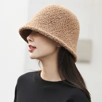 Winter Bucket Hat For Women Thickened Warm Ear Protector Cap French Wool Hat Lady Panama Outdoor Hiking Knitted Fisherman Hat 3
