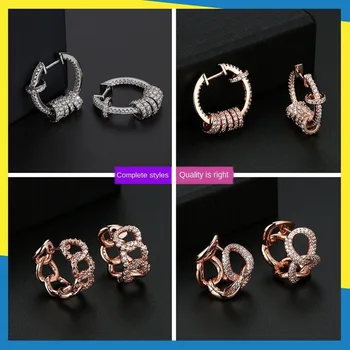 

Copy 1:1 18K rose goldround multi-ring diamond earrings ins design women's brand jewelry with empty sense Exquisite Charms