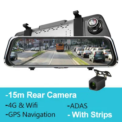 ANSTAR 4 г Android HD 1080 P Автомобильный dvr 1" зеркальная автоматическая камера gps wifi ADAS двойной объектив Дэш камера заднего вида регистратор DVRs камера - Название цвета: With Strips