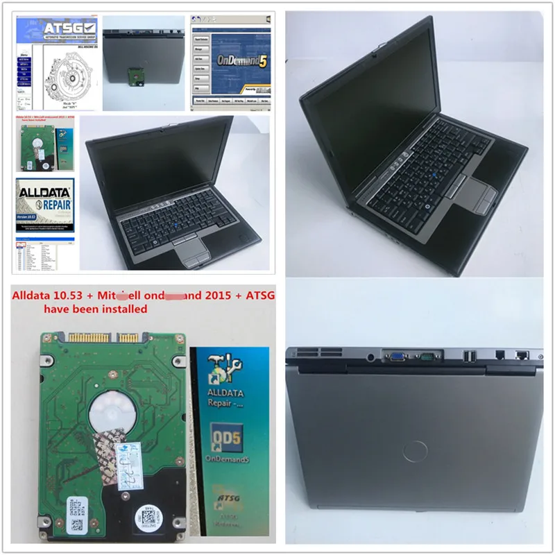 multi-brand repair software in 1TB hdd Alldata v10.53+ Mitchell+ ATSG+ Dell D630 used laptop Win7 all installed well