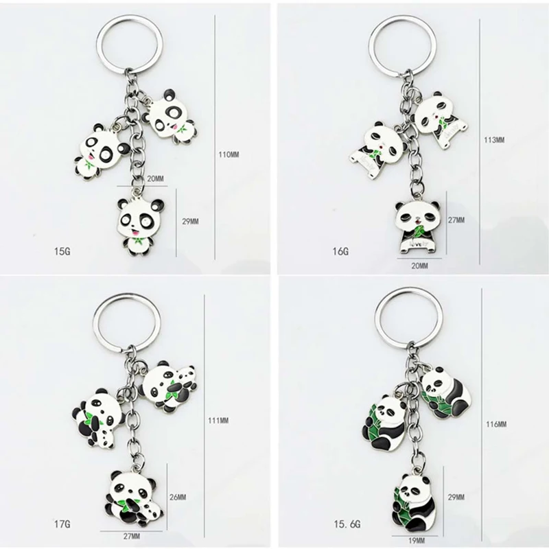 Panda Key Chain New Cute Panda Keychain For Bag Car Key Ring Tourism Souvenir Gifts Key Chains Holder Silver Trinket Jewelry
