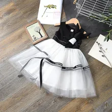 Летнее платье для девочек; черное и белое праздничное платье принцессы Из Сетчатой Ткани в стиле пэчворк; Европейское рождественское платье для девочек