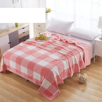 

ENNROS Summer wash quilt air conditioning soft blanket thin stripe lattice spring and autumn quilt bed cover nap blanket