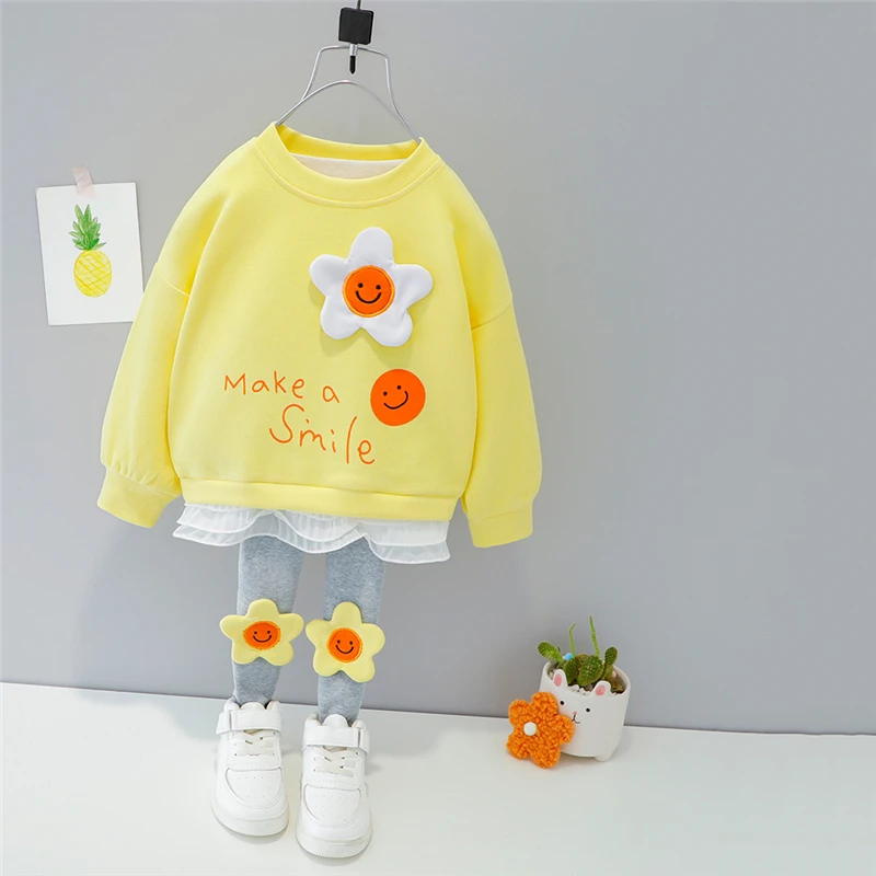 Girls Clothing Set Spring Autumn Baby Girls Lace Flower Princess T Shirt Pants for Vacation kids clothing set girls clothing set