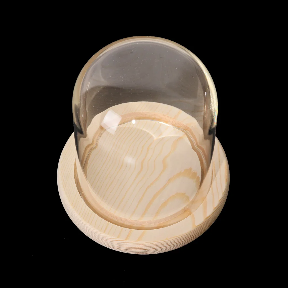Terrarium Bottle Wooden Base Dust Cover Glass Cloche Jar Display Stand Cover Display Box Immortal Flower Storage glass bottles mini glass bottles glass display dome kitchen food storage jars