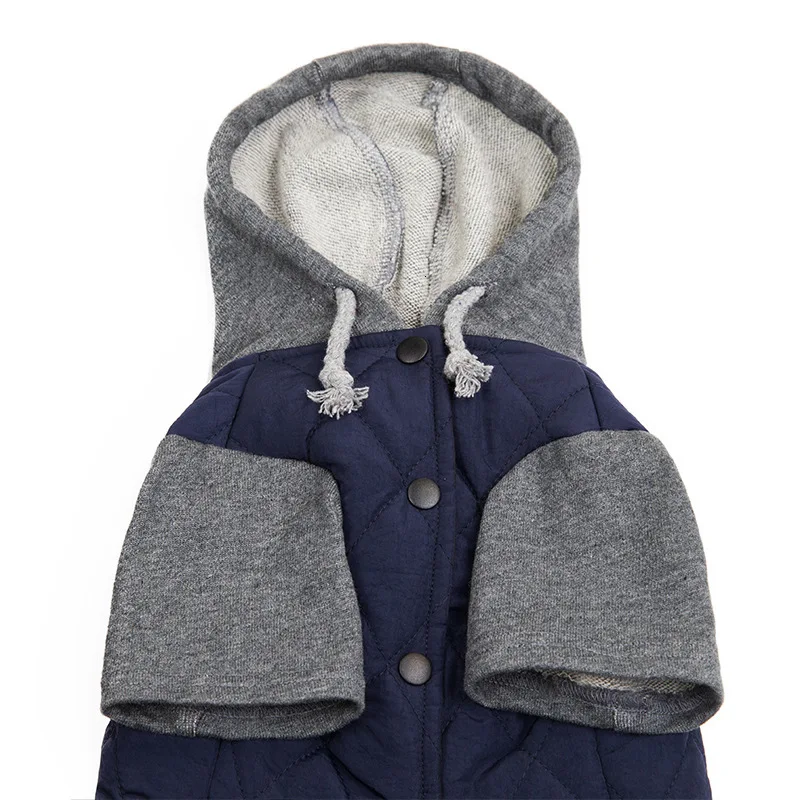 Pets Clothes Bring Hat Cotton-padded Clothes Rhombus Dog Cotton-padded Jacket Two Salad Chain Decoration Gogo Clothes Increase