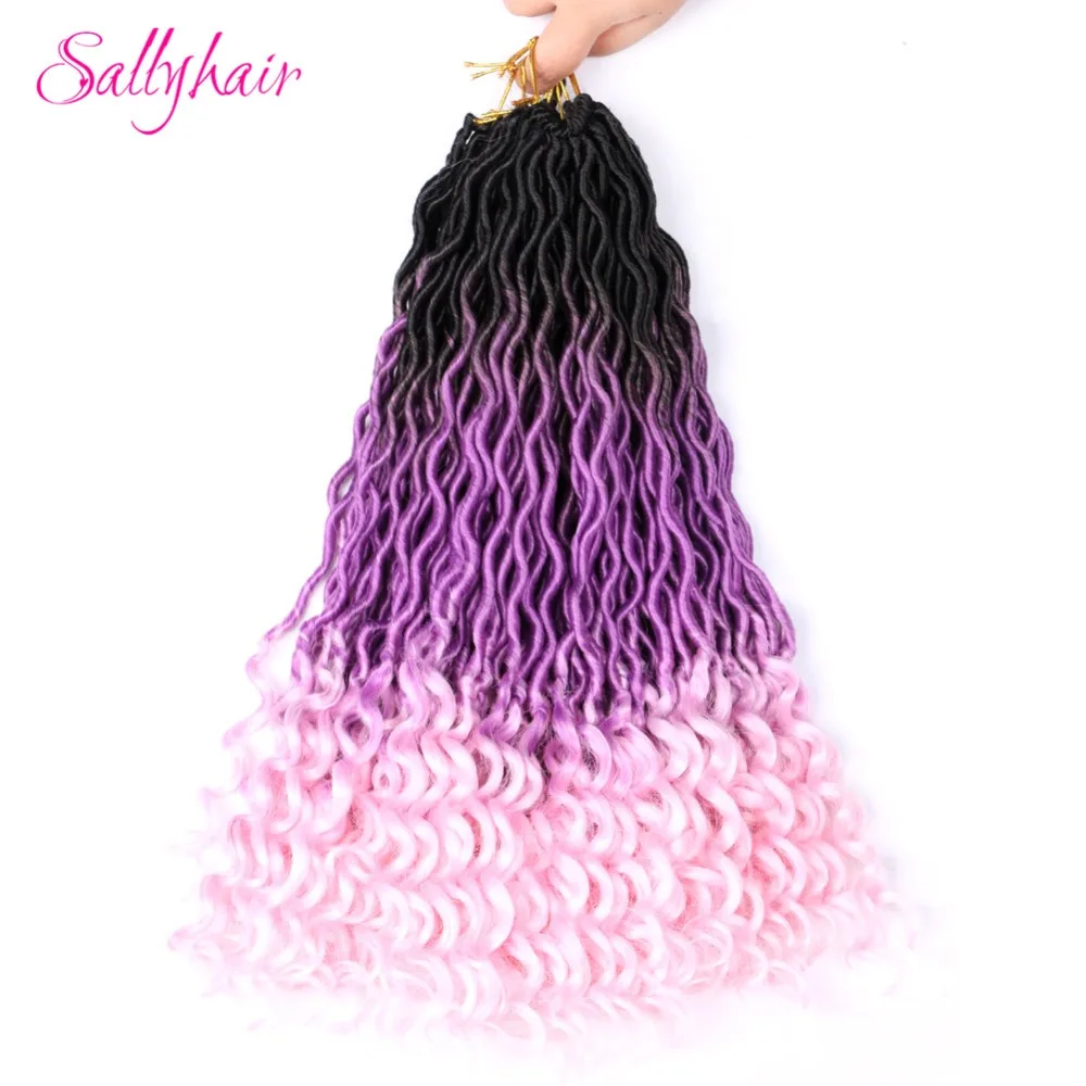 Sallyhair Curly Faux locs Synthetic Crochet Braids Hair extensions Ombre Braiding Hair Extension (24)