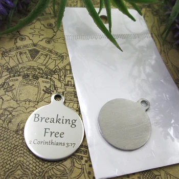 

20pcs--"Breaking Free 2 Corinthians 3:17"stainless steel charms 5 styles for choosing DIY Charms for necklace bracelets