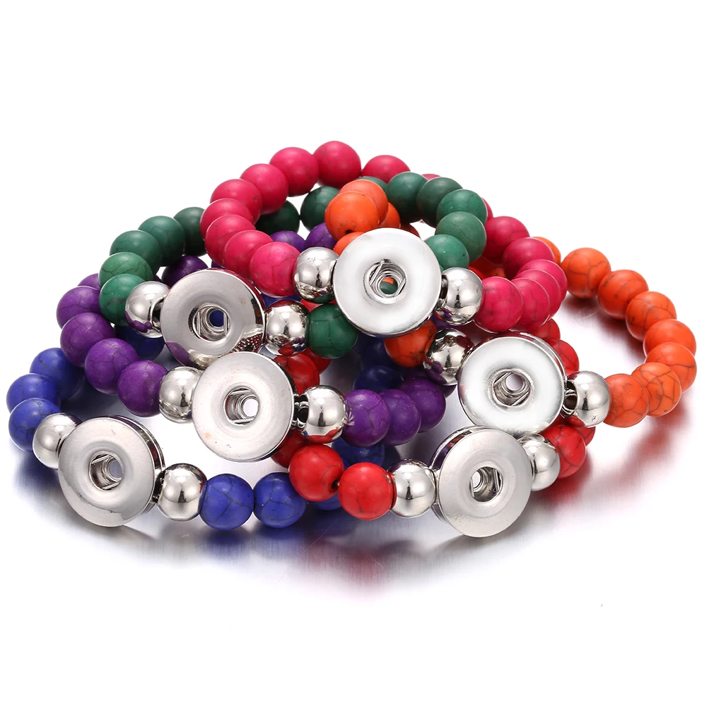 NewMultiColours18mmSnapsVintageBeadBraceletButtonJewelryfor
