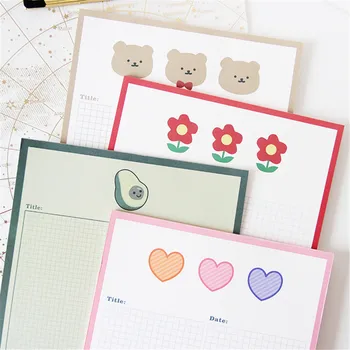 

30 Sheets Bear Floret Avocado Grid Memo Pad Kawaii Stickers Student Diary Girl School Notepad Stationery papeleria Writing Pad