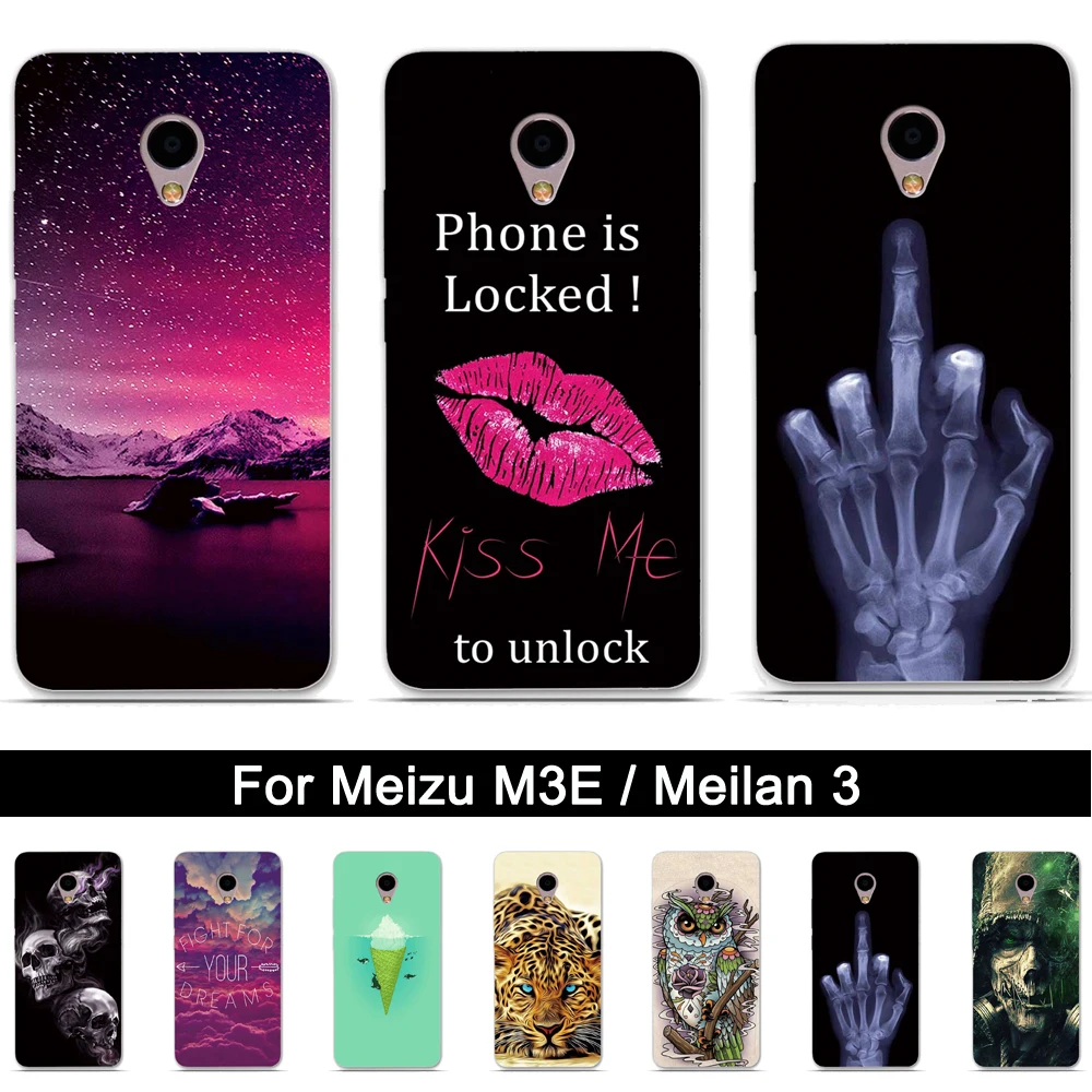 For Meizu M3e Case Phone cover Protective Relief Printing Silicone Coque Meilan E Capa Fundas for Bags | Мобильные телефоны и