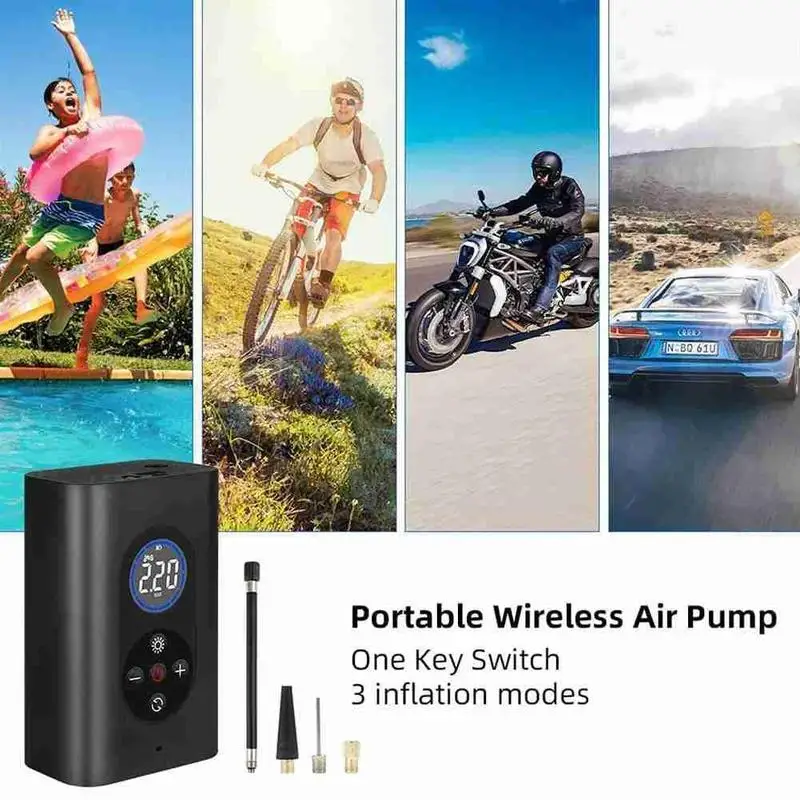 Portable Car Air Compressor Electric Cordless Tire 150 Inflator Air Digital Rechargeable Auto Balls For Car Motorcycle PSI L9V3