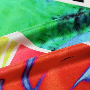 

Limited price To 11.11 Wide 108cm 94% Silk & 6% Spandex Colorful Jigsaw Puzzle Silk Satin Fabric Stretch 19 M/M