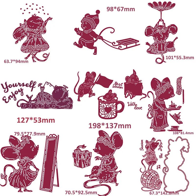 

A Variety Of Cute Mice Mouse Set Metal Cutting Dies for DIY Scrapbooking Album Embossing Paper Cards Making Crafts Supplies 2019