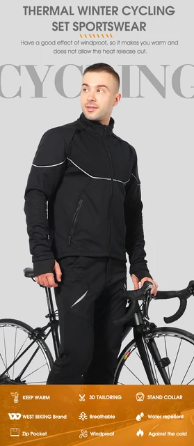 WEST BIKING Winter Thermal Fleece Cycling Pants Rainproof