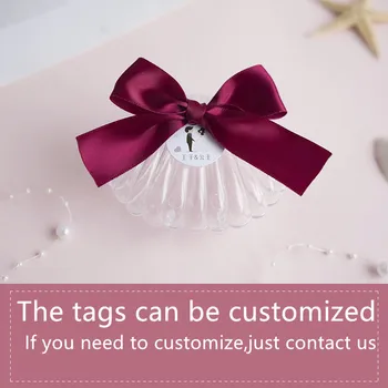 

2020 New Creative Clear PVC Candy Boxes Shell Pattern Gift Cases Sugar Containers Wedding Favor Table Candy Boxes With Ribbons