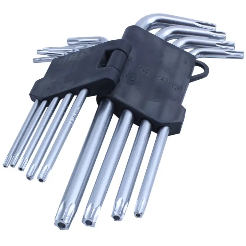 Набор из 9x Torx Key Expert шестигранные звездообразные безопасные биты с отверстием T10