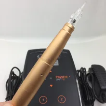 Профессиональная 600D-G тату машина микро игла серебро Золотой швейцарский мотор Перманентный макияж машина ручка для бровей губ Татуировки