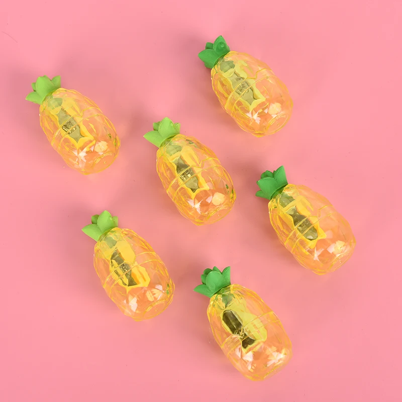 1 Pcs Cute Creative Fruit Pineapple Plastic Pencil Sharpener with Eraser School Supplies Plastic Cutter Knife