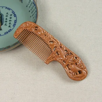 

1pc Wooden Comb Double-sided Three-dimensional Carved Solid Wood Comb Hairdressing Comb