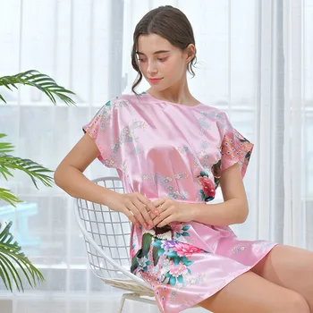 

Hot Selling Pajamas Silk WOMEN'S Pajamas Morning Gowns Home Robe Bathrobe Sexy Robe Silk Robes for Women Satin Nightgown