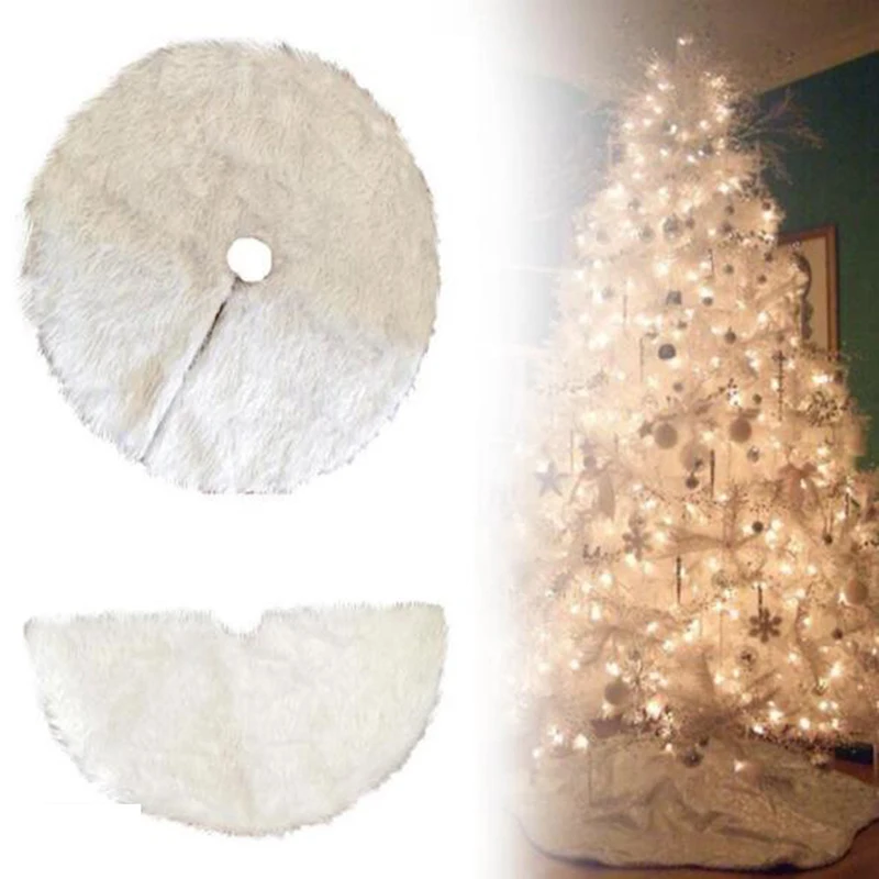 Белый плюш Юбки для ёлки меховой ковер Рождественское украшение для дома натальные натальное дерево юбки год украшения
