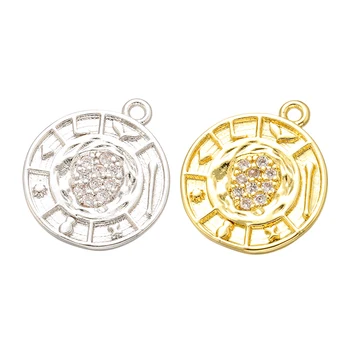 

ZHUKOU 13x15mm brass round crystal charms pendant for women necklace earrings jewelry Accessories making findings model:VD564