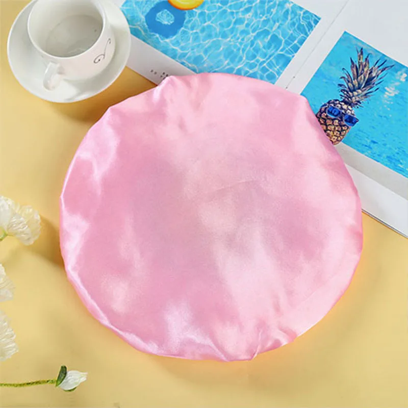 Lovely Thick Women Shower Caps Colorful Double Layer Bath Shower Hair Cover Adults Waterproof Fashion Bathing Hat Comfortable