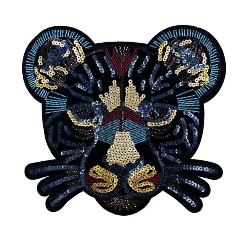 

Large Black Sequin Lace Leopard Clothes Embroidered Patches for Clothing Sew on Sweatshirt Leopard Applique Stripes Sticker