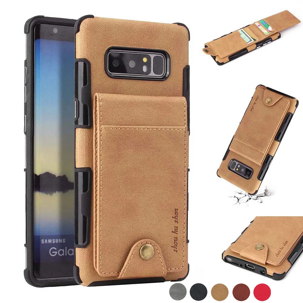 

note9 Canvas Shockproof Hybrid Case for Samsung Galaxy Note 9 Note 8 note8 Card Holder Wallet Flip Silicone Cover Buckle Fundas
