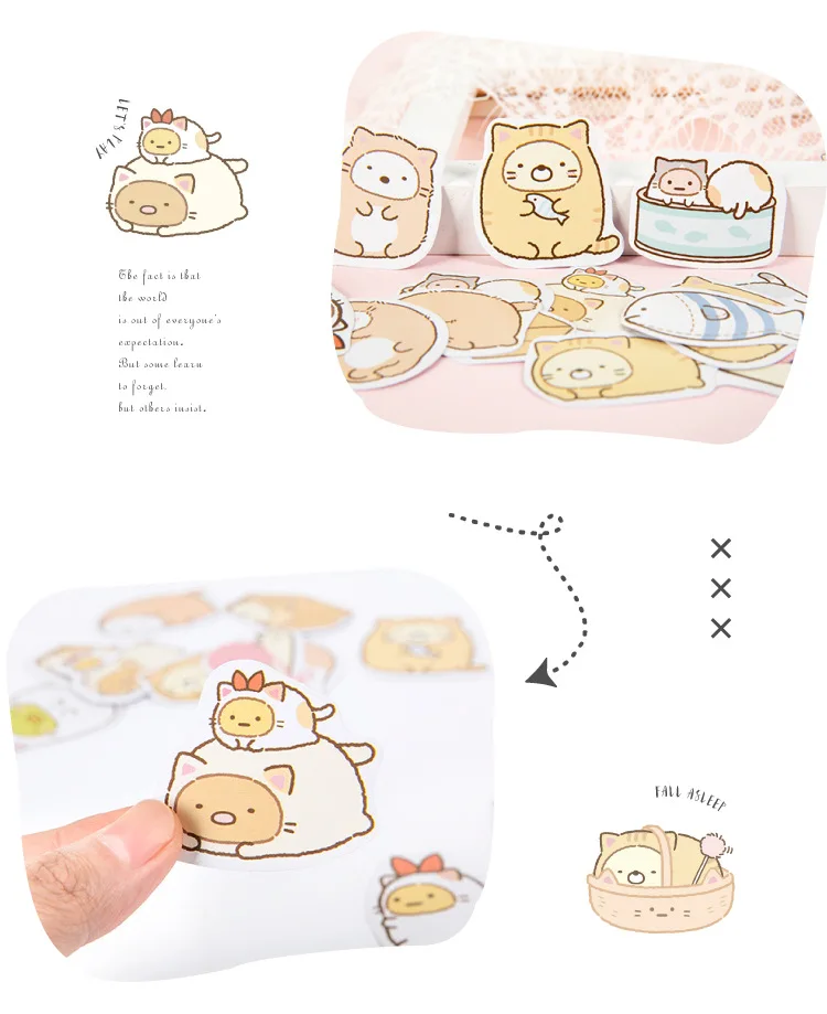 45 шт./кор. милый Кот стикер s Kawaii Канцелярские Стикеры s Мультфильм Декор Наклейка для детей DIY Скрапбукинг дневник принадлежности для альбома