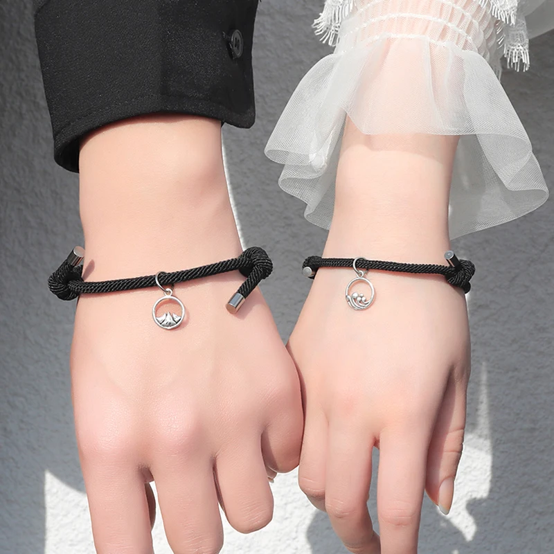 Attract couples bracelets best friend bracelet men bracelet red black rope weaving magnet attract long distance love jewelry