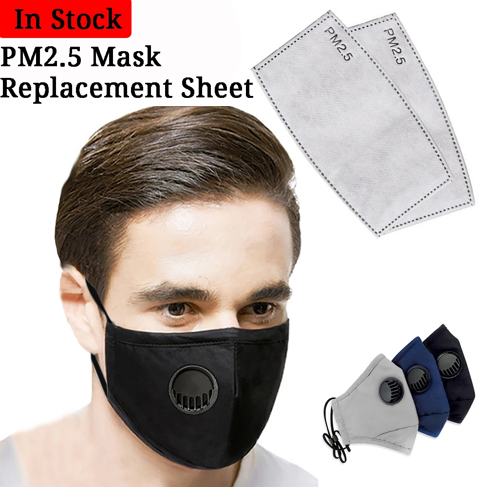 Cotton PM2.5 Mouth Face Mask Breathing Valve Anti Dust Activated Carbon Filter Adult Masks Reusable with Paper | Красота и здоровье