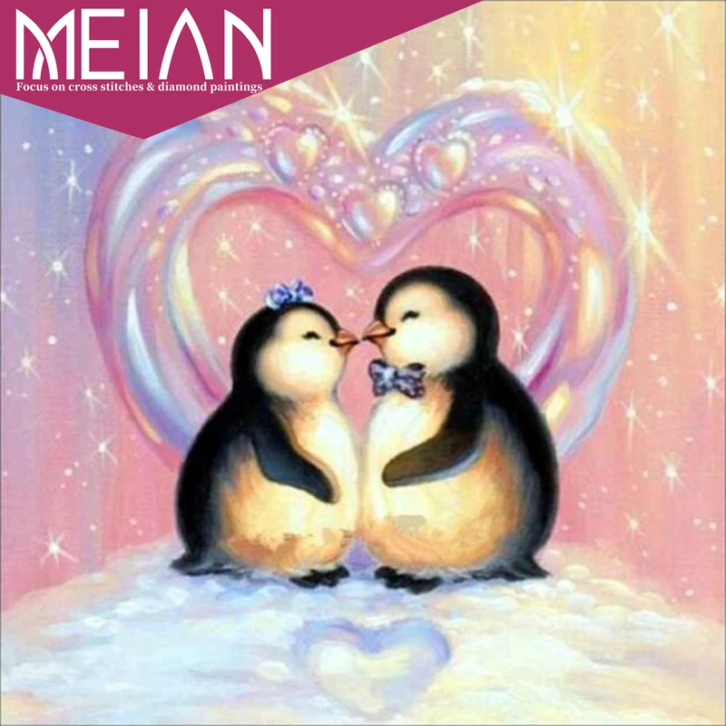 2020 Meian penguin 5D DIY Алмазная картина вышивка сердце и Пингвин любовник полная Дрель