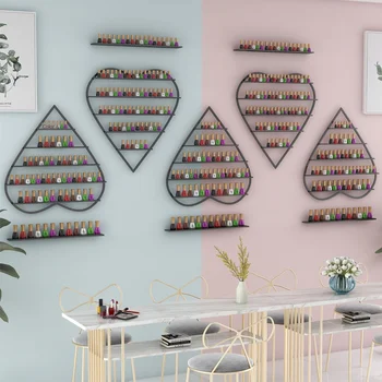 

Nordic Internet celebrity light luxury nail polish display stand wall hanging iron wall ins style golden nail shop storage cabin