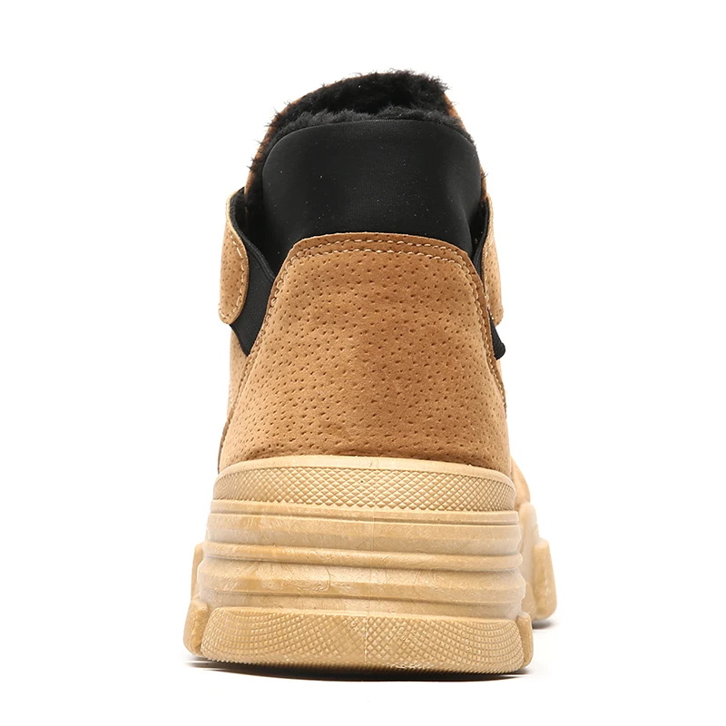 Autumn Winter Leather Ankle Boots High Top Men Snow Boots Shoes with Fur Plush Warm Male Casual Shoes Men's Sneakers