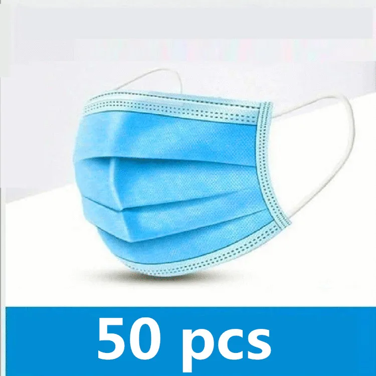

50Pcs/Lot Protective Masks Disposable Protect 3 Layers Filter Dustproof Earloop Non Woven Anti Dust Mouth Face Mask