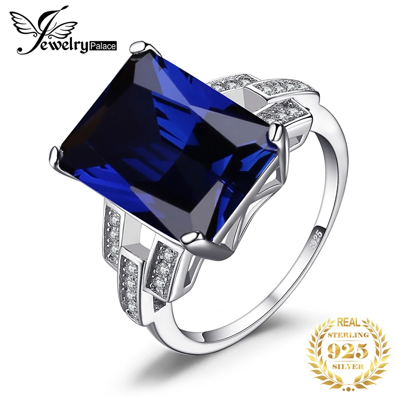 JewelryPalace 9ct созданное кольцо с синим сапфиром 925 пробы Серебряное кольцо для женщин обручальное кольцо серебро 925 драгоценные камни ювелирные изделия