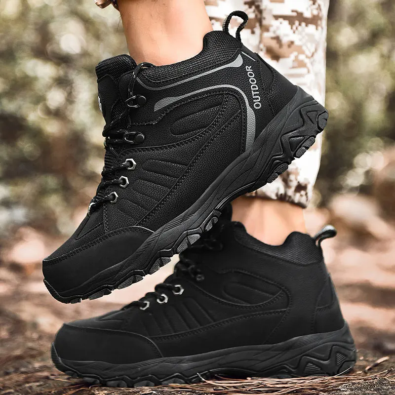 Breathable Men Hiking Boots Outdoor waterproof Hiking boots Anti-skid Leather Climbing Boots Hiking Shoes zapatillas hombre